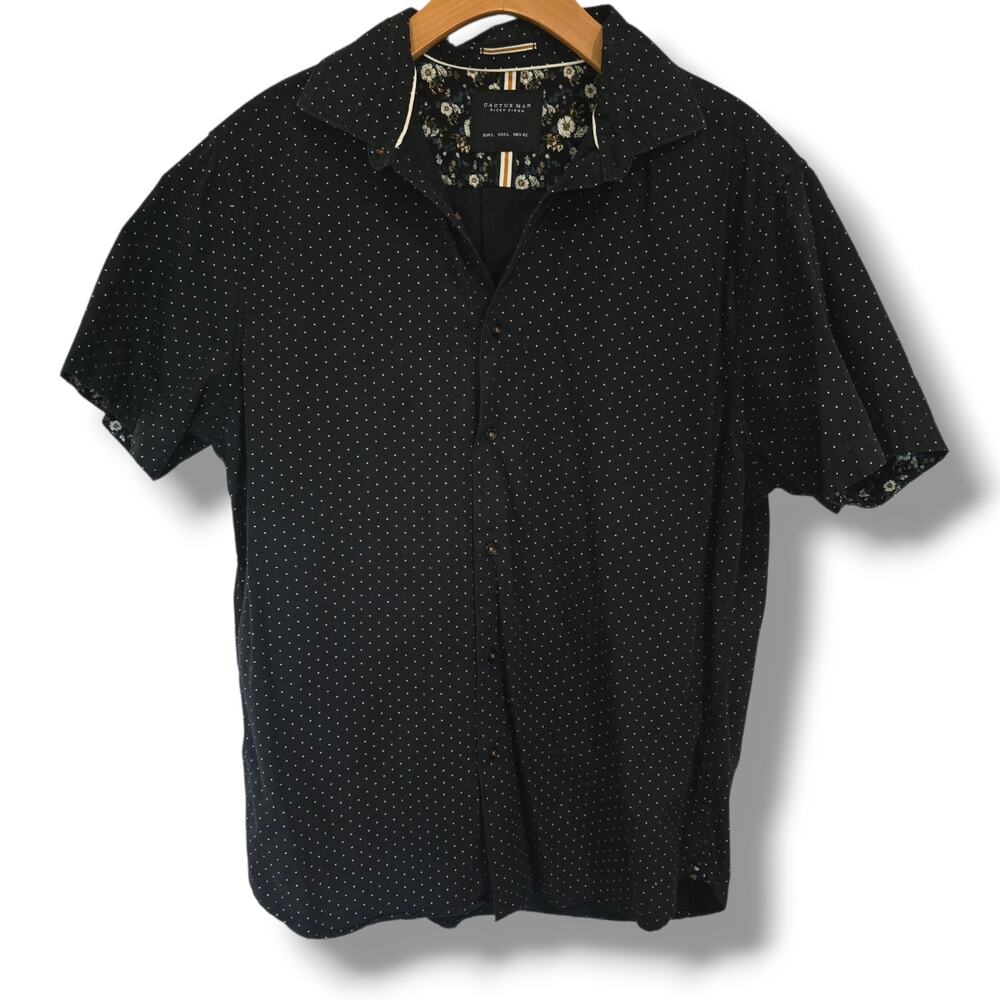 Cactus Man Ricky Singh Polka Dot Button Up Shirt Large Black Cotton - Picture 4 of 8